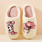 White Cowgirl Hat & Boot Printed Plush Thermal Home Slippers