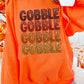 Orange Thanksgiving GOBBLE Print Round Neck Pullover Sweatshirt