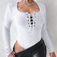 Lace up Deep U Neck Long Sleeve Bodysuit