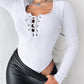 Lace up Deep U Neck Long Sleeve Bodysuit