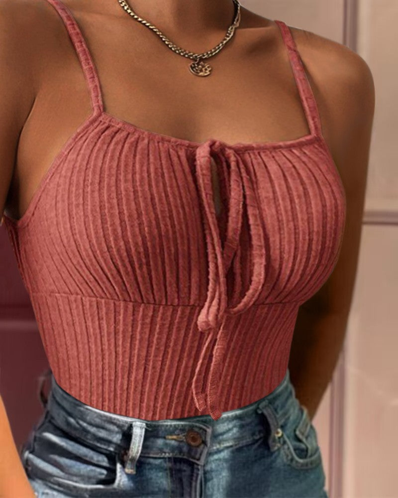 Tied Detail Ribbed Cami Top