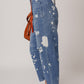 Ashleigh Blue Ripped Splattering Paint Rope Waist Cropped Straight Jeans