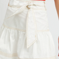 White Contrast Stitching Trim Knotted High Waist A-Line Mini Skirt