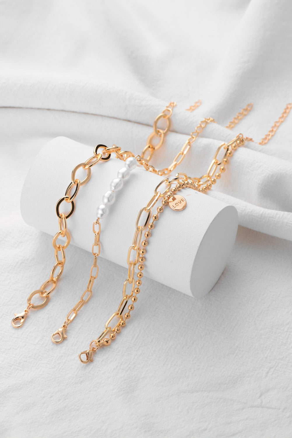 Gold Pearl Plated Alloy Adjustable Chain Necklace