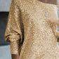 Slash Neck Batwing Sleeve Allover Sequins Dress