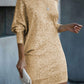 Slash Neck Batwing Sleeve Allover Sequins Dress