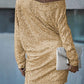 Slash Neck Batwing Sleeve Allover Sequins Dress