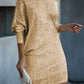 Slash Neck Batwing Sleeve Allover Sequins Dress