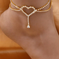 Gold Heart Shape Rhinestone Adjustable Anklet