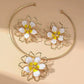 Yellow Hollow Out Flower Shape Plated Earrings and Choker Set