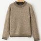 Pale Khaki Contrast Trim Mock Neck Drop Shoulder Sweater