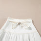 White Contrast Stitching Trim Knotted High Waist A-Line Mini Skirt