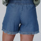 Ashleigh Blue Raw Hem Drawstring High Waist Denim Shorts with Pockets