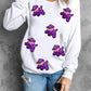 White Sequin Balloon Puppy Graphic Mardi Gras Sweatshirt