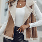 Pu Notched Collar Sleeveless Jacket Front Pocket Chain Fall and Winter Coat