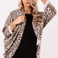 Khaki Leopard Print Batwing Sleeve Loose Tunic Cardigan