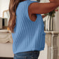 V Neck Sleeveless Button Front Knit Vest Casual Loose Fit Sweater Top with Pockets