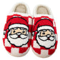 Fiery Red Checkered Santa Claus Graphic Plush Home Slippers