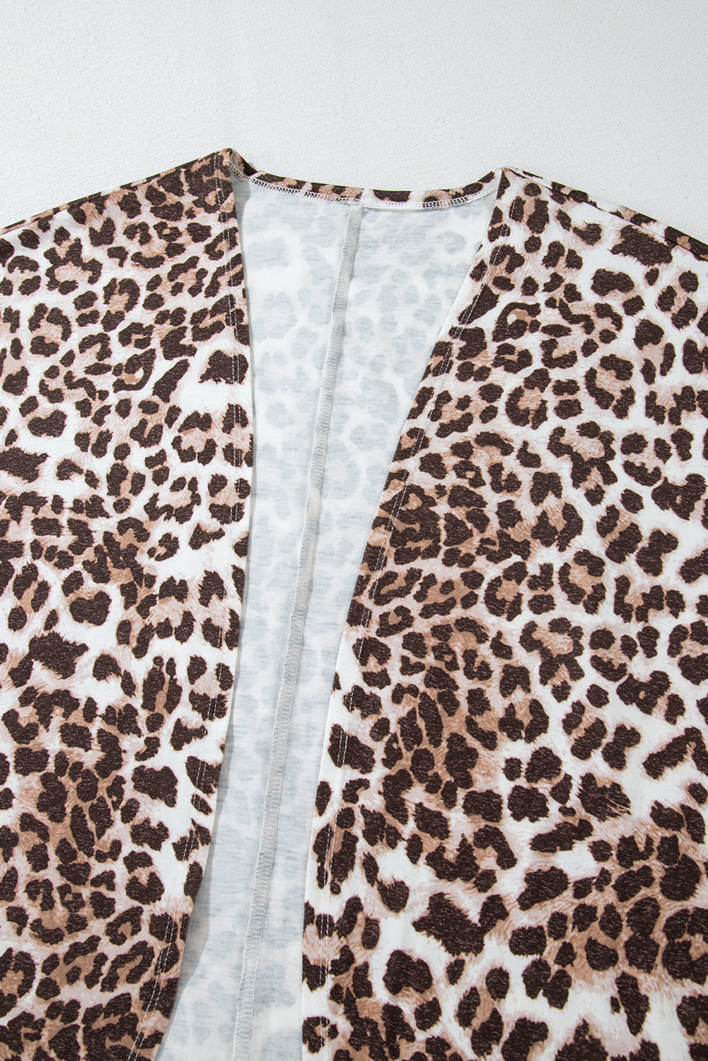 Khaki Leopard Print Batwing Sleeve Loose Tunic Cardigan