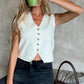 White V Neck Buttoned Sweater Vest