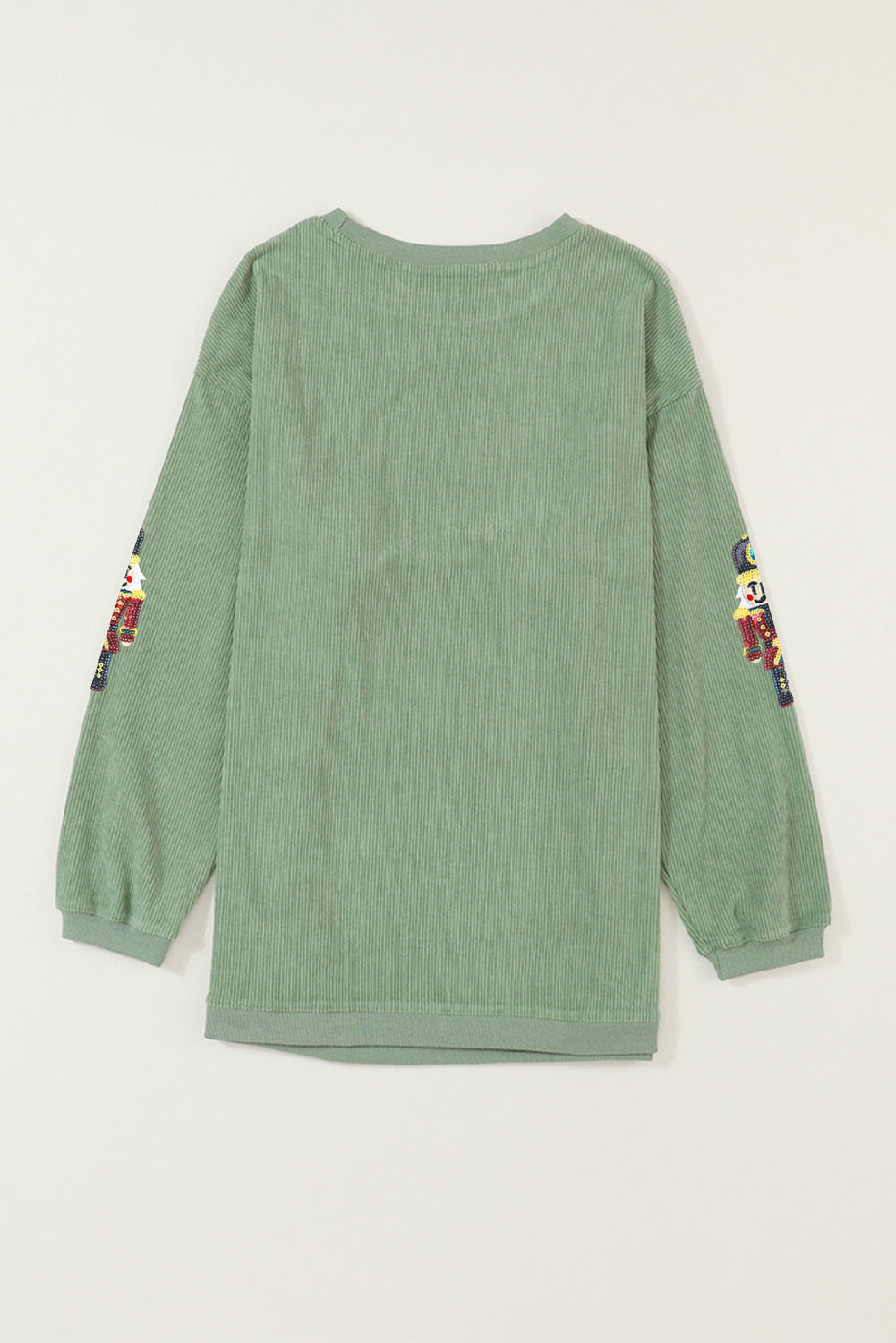 Grass Green Christmas Nutcracker Graphic Corded Pullover Sweatshirt