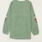 Grass Green Christmas Nutcracker Graphic Corded Pullover Sweatshirt