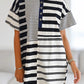 Black Stripe Half Placket Polo T Shirt Dress