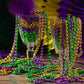 Dark Purple 3pcs/set Mardi Gras Beaded Long Necklace