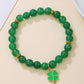 Blackish Green St Patricks Shamrock Beaded Elastic Bracelet