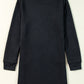 Black Solid Color Textured Long Sleeve Shift Dress