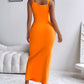 U Neck Spaghetti Strap Maxi Dress