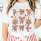 White Christmas Tree Bow Knot Print Round Neck T Shirt