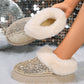 Gold Sequin Plush Lined Thick Sole Snow Boots