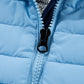 Sky Blue Plush Collared Quilted Zipped Puffer Vest