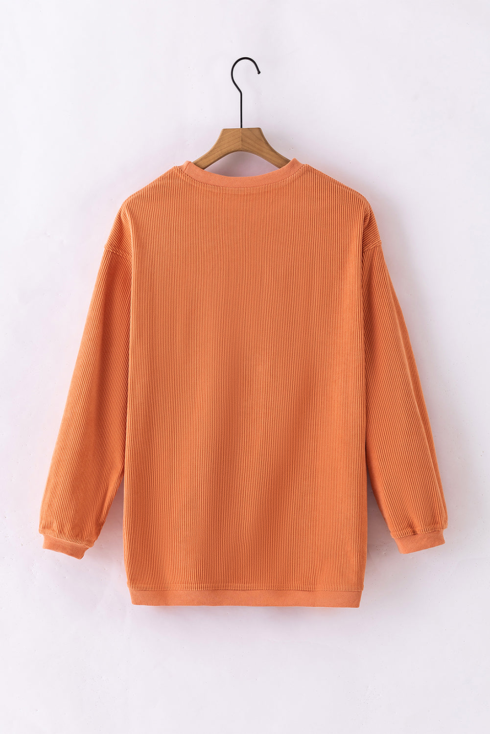 Orange Ribbed Corded Oversized Sweatshirt