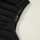 Black Plush Collared Quilted Zipped Puffer Vest