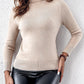 High Neck Long Sleeve Knit Sweater Fleece Lined Basic Layering Soft Thermal Top