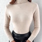 High Neck Long Sleeve Knit Sweater Fleece Lined Basic Layering Soft Thermal Top