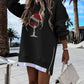 Christmas Sequin Letter Pattern Casual Dress Side Zipper Design Pullover Sweatshirt