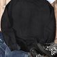 Black Drop Shoulder Crew Neck Pullover Sweatshirt