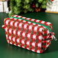 Racing Red Christmas Style Crochet Zipper Square Makeup Bag