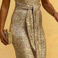 Glitter Round Neck Sleeveless Backless Sequins Jumpsuit