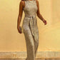 Glitter Round Neck Sleeveless Backless Sequins Jumpsuit