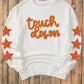 Beige Glittering Touch Down Patched Pattern Star Sleeve Sweatshirt