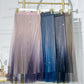 Ombre Sheer Mesh Patch A Line Pleated Glitter Skirt