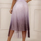 Ombre Sheer Mesh Patch A Line Pleated Glitter Skirt