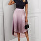 Ombre Sheer Mesh Patch A Line Pleated Glitter Skirt