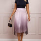 Ombre Sheer Mesh Patch A Line Pleated Glitter Skirt