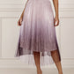 Ombre Sheer Mesh Patch A Line Pleated Glitter Skirt