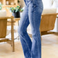 Sky Blue Slight Distressed Medium Wash Flare Jeans